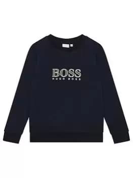 BOSS Boys Large Logo Sweatshirt - Navy, Size 10 Years