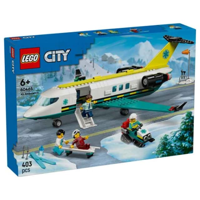 LEGO City Emergency Air Ambulance Airplane Toy - Medical Plane Model - 3 Minifigures incl. a Doctor and Pilot plus a Snowscooter Stretcher & Tools