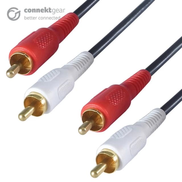connektgear 3m 2 x RCA/Phono Audio Cable - Male to Male - Gold Connect