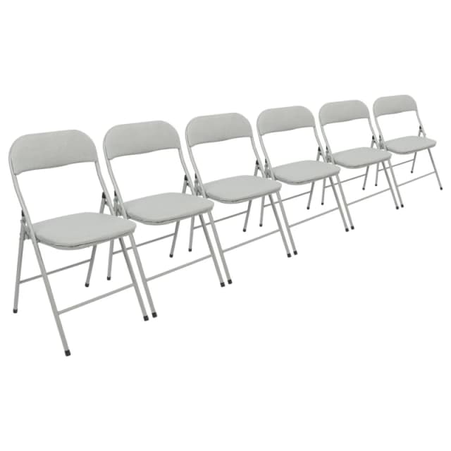 Harbour Housewares Fabric Padded Metal Folding Chair - Pack of 6 in Grey Grey Unisex