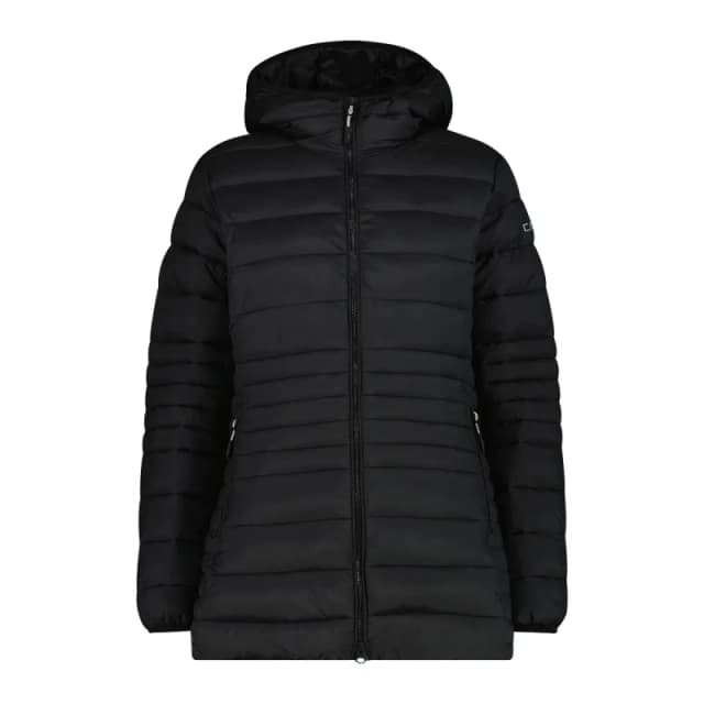 Womens long zip-up hooded Sorona Aura puffer jacket CMP Noir Female 4XL