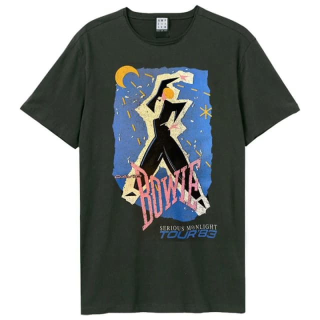 Amplified Amplified Men Serious Moonlight David Bowie T-Shirt in Charcoal Size: Small Charcoal S Male 5063470045495