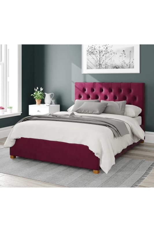 Aspire Aspire Olivier Upholstered Ottoman Storage Bed, Plush Velvet Fabric in Wine Size: Single Wine Single Unisex 5057632167699
