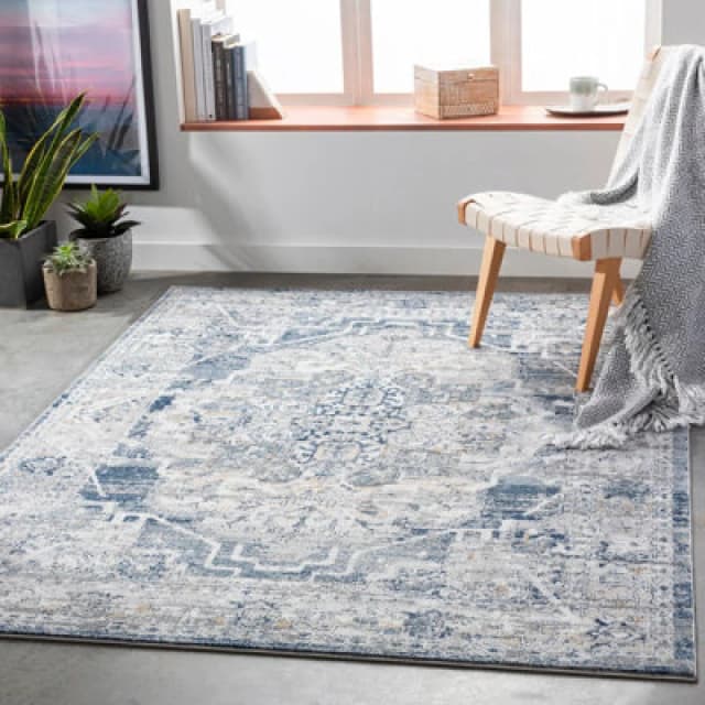 Livabliss Vintage Oriental Boho Medium Grey Isabella Area Rug 200 X 275cm - Easy Care, Non Shedding, Ideal For Living Room & Bedroom