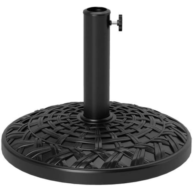 Outsunny 12kg Garden Parasol Base, Round Resin Garden Umbrella Base, Black Black
