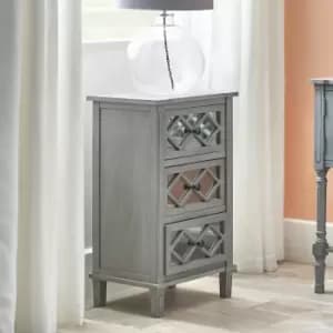 Pacific Puglia 3 Drawer Bedside Table, Painted Pine Grey