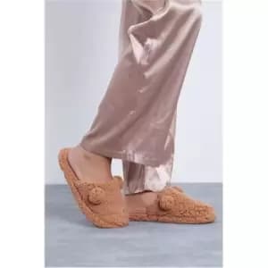 I Saw It First Brown Teddy Bear Borg Slippers - Brown
