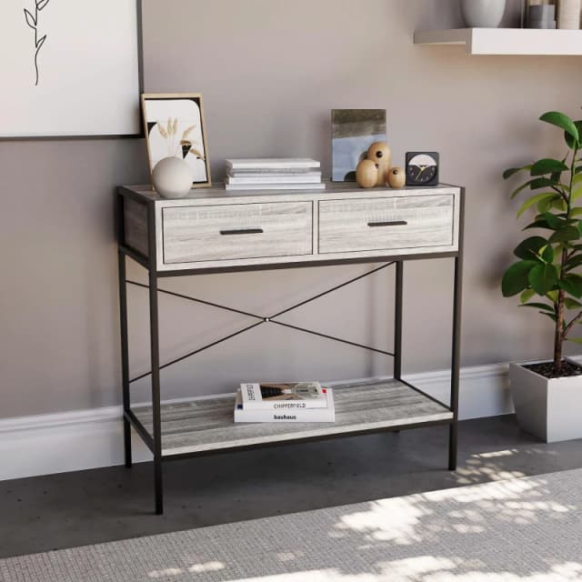 Lassic Vida Designs Brooklyn 2 Drawer Console Table Grey unisex 2 Drawer