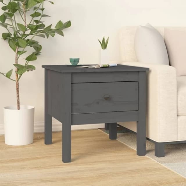 Vidaxl Side Table Grey 50X50X49cm Solid Wood Pine, Grey 813798