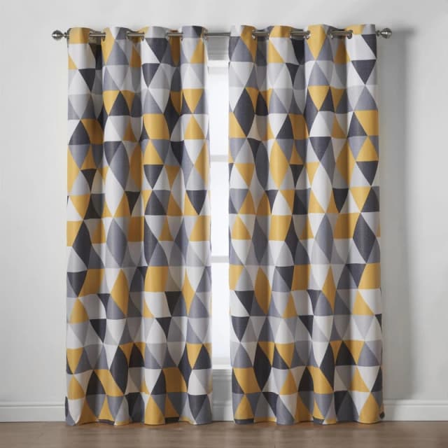 Alan Symonds Malmo 95% Blackout Ring Top Curtains Ochre unisex 168x137cm