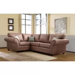 Oakana Luxury Bonded Leather LHF Corner Sofa Brown