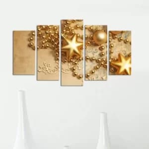 5PMDFNOEL-7 Multicolor Decorative MDF Painting Christmas Gold (5 Pieces)