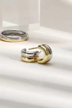 Two Tone Plated Recycled Mini Hoop Earrings - Gift Pouch