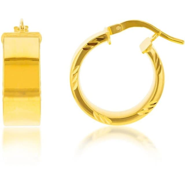 Be You 9ct Gold Diamond Cut Edge Hoop Earrings Yellow Gold female One Size