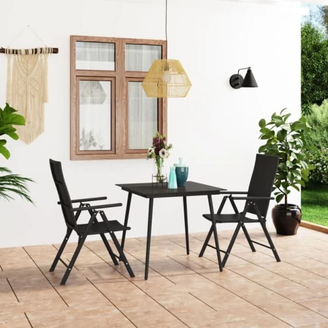 VIDAXL 3 Piece Garden Dining Set Black Vidaxl 8720286228302
