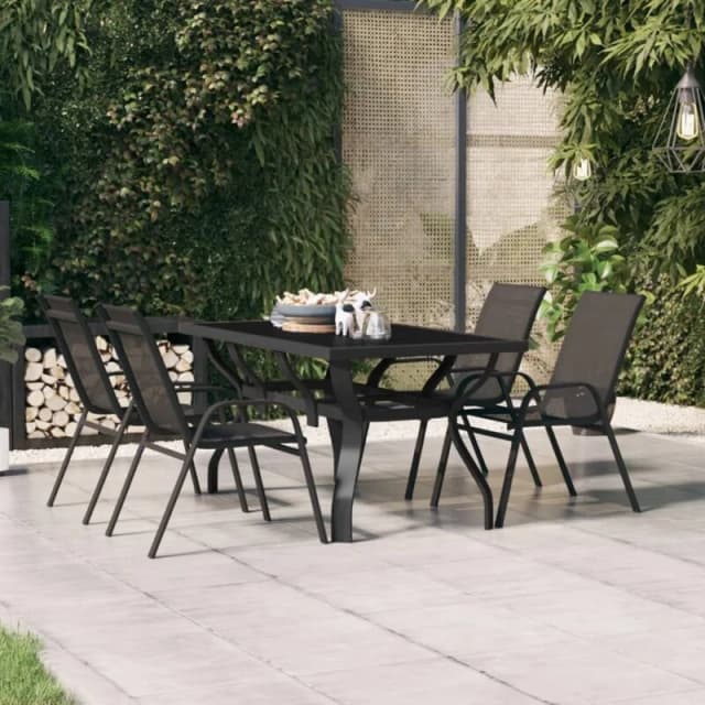 VIDAXL Garden Table Black 140x70x70cm Steel and Glass Vidaxl 8720286849941