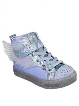 Skechers Girls Shuffle Brights High Top Plimsoll - White/Silver
