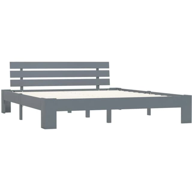 vidaXL Solid Pine Wood Bed Frame Grey 160x200cm Double Bed Bedroom Furniture