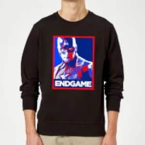 Avengers Endgame Captain America Poster Sweatshirt - Black