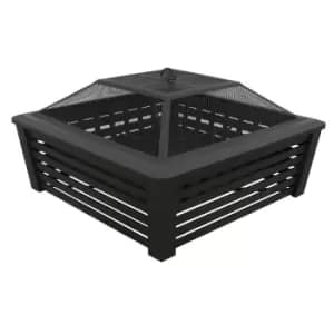 Dellonda 35" Square Outdoor Fire Pit Black DG43