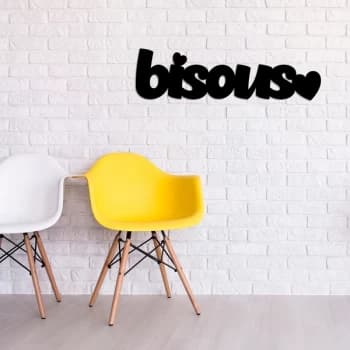 Bisous - Black Decorative Wooden Wall Accessory