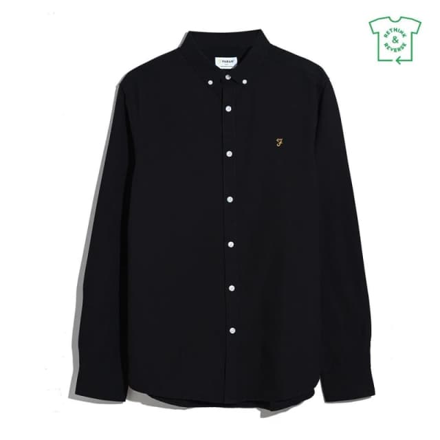 Farah Oxford Long Sleeve Shirt Black 010 male Small