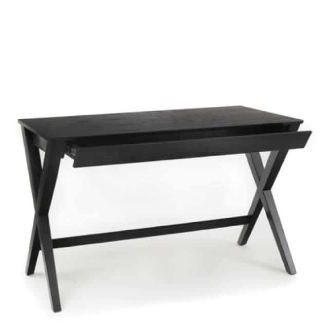 Furniture To Go Writex Desk 1 Drawer In Black Lacquered Oak Veneer