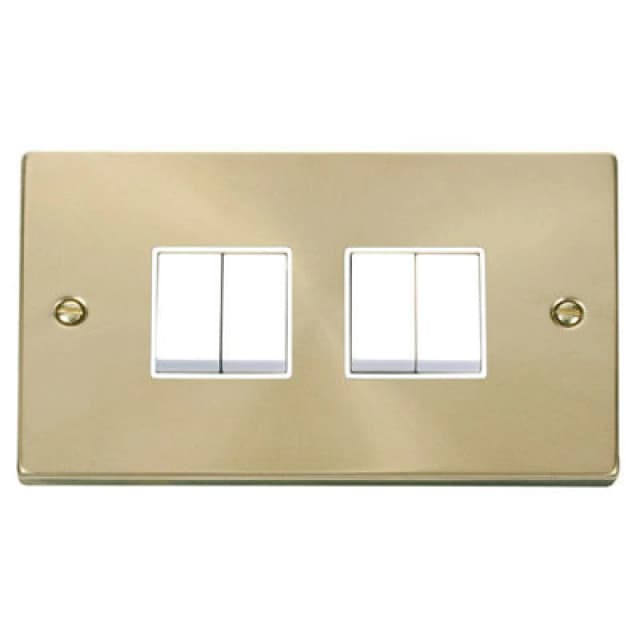 SE Home Satin / Brushed Brass 10A 4 Gang 2 Way Light Switch Gold unisex