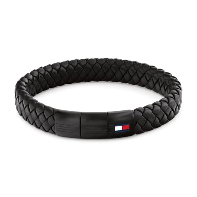 Tommy Hilfiger 2790662 Black Braided Leather Bracelet - A9654