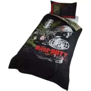 Call Of Duty Warning Duvet Set (Single) (Black/Green) - Black/Green