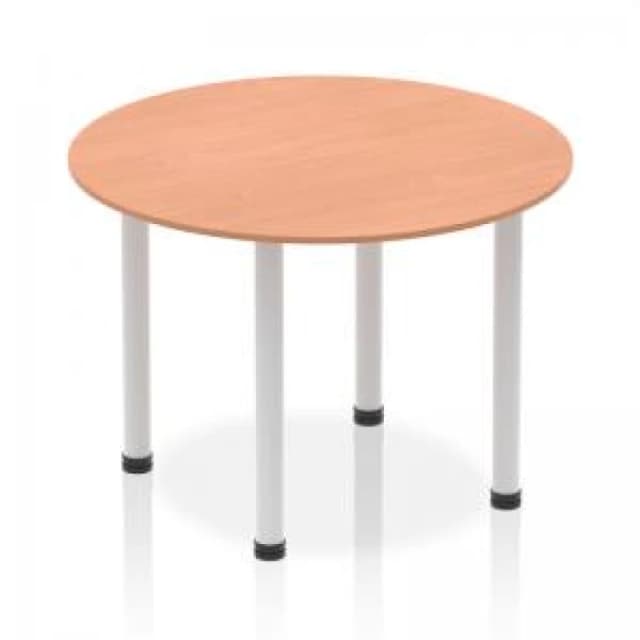 Impulse Impulse 1000mm Round Table Beech Top Silver Post Leg IPLCT10BCH