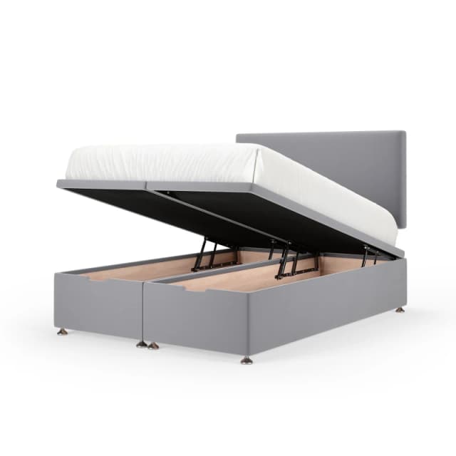 Bedmaster Bedmaster Plush Velvet Ottoman Divan Base And Plain Headboard in Silver Size: Super King Silver Super King Unisex 7867870294921