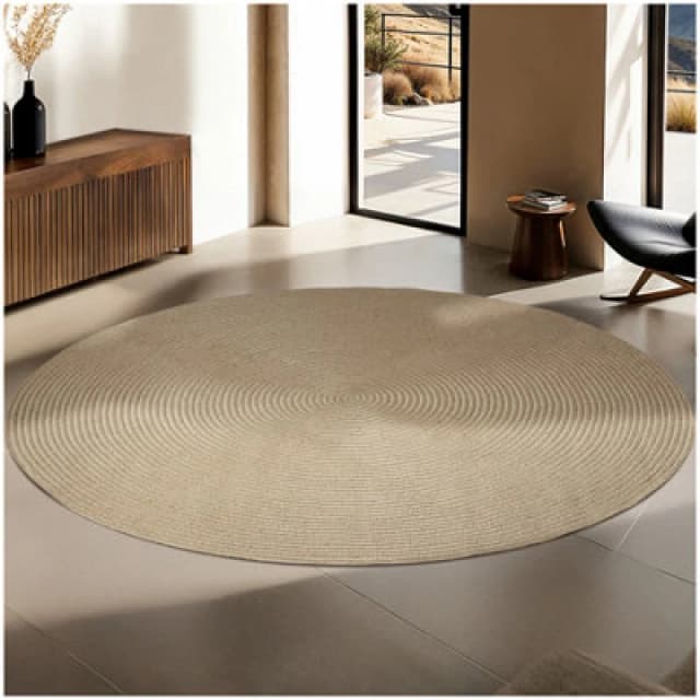 Tectake Rug - Round, Boho Style, Jute And Synthetic Fibres, Durable And Easy-Care 160 Cm - Brown