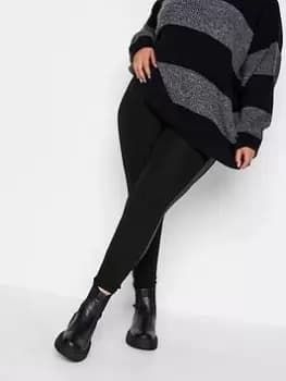 Yours Ponte Pu Stripe Legging, Black, Size 16, Women