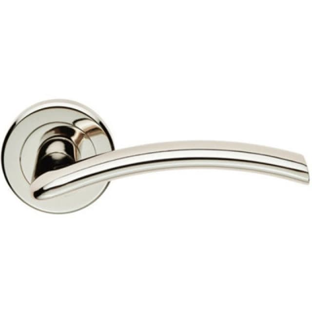 Loops PAIR Flat Arched Style Handle on Round Rose Concealed Fix Polished Nickel Metallics