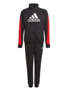 adidas Junior Boys Badge Of Sport Cotton Tracksuit - Red/White, Size 11-12 Years