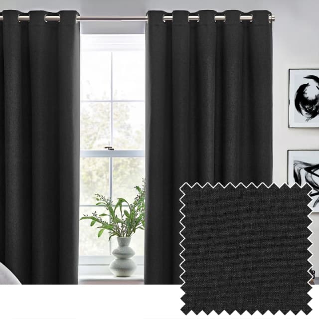 Furn Furn Dawn 100% Blackout Thermal Eyelet Curtains Size: 229cm width x 137cm drop Black 229cm width x 137cm drop Unisex 5025532854186