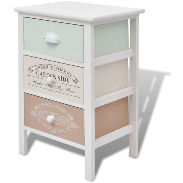 vidaXL French Storage Cabinet 3 Drawers Wood Home Corner Cupboard Hall Chest