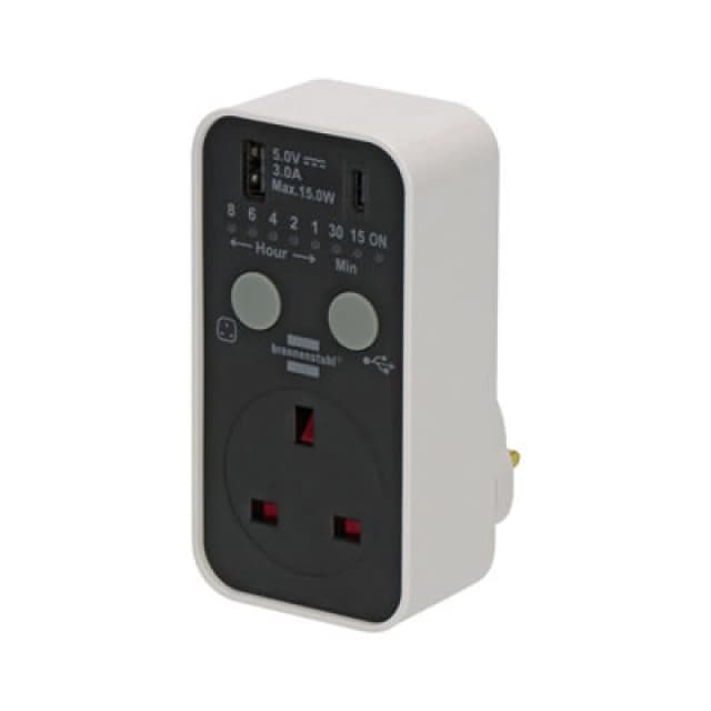 Brennenstuhl Countdown Timer Plug With USB A And USB C - Mains Timer Socket