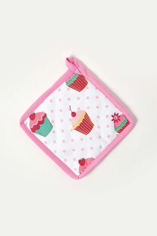 Homescapes Pink Cupcake Cotton Pot Holder Pink unisex