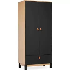CuddleCo Rafi Wardrobe, Oak/Black - Oak/Black