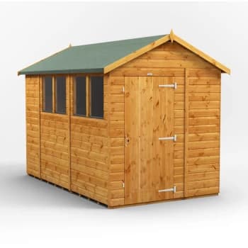 10x6 Power Apex Garden Shed - Brown