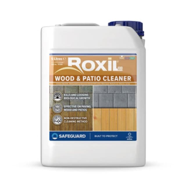 Roxil 100 Green Mould, Algae & Lichen Remover (5L) - Cleaner For Patio, Decking, Fence & Paving. Biocidal Action For Outdoor Wood