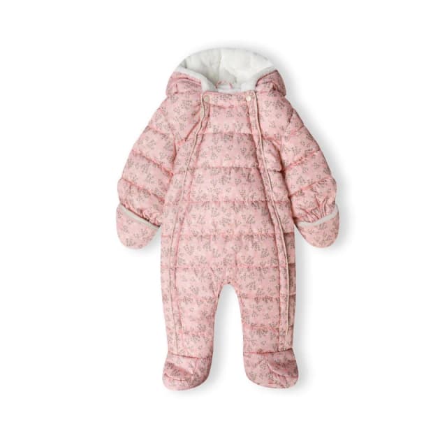 Minoti Girls baby snowsuit with hood double zip light pink Light Pink female 3-6 Mnth