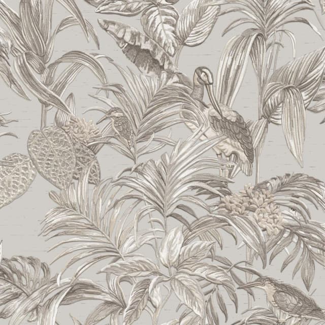 Design ID DID Bird of Paradise Beige & Grey Wallpaper Wallpaper One Size Multi 42697469000