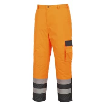 Oxford Weave 300D Class 2 Lined Contrast Hi Vis Breathable Trousers Orange / Navy 2XL