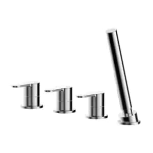 Nuie Arvan Deck Mounted 4 Tap Hole Bath Shower Mixer No Spout - Chrome