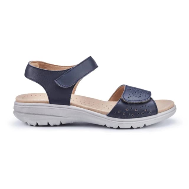 Hotter Womens Wide Fit 'Leah II' Sandals in Dark Navy Size: 6 Dark Navy Female 6