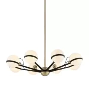 Ace 8 Light Chandelier Textured Bronze Brushed Brass, Glass