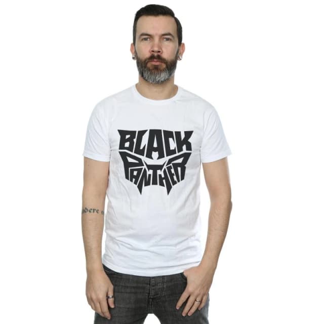 Marvel Marvel Men Black Panther Worded Emblem T-Shirt in White Size: Small White S Male 5057736541210